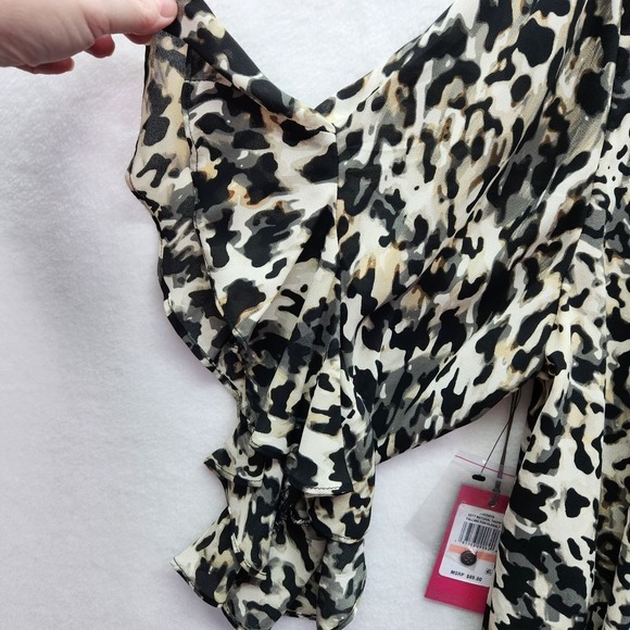 Vince Camuto Top Womens 2X Plus Animal Print Leopard Blouse Long Sleeve Flowy - Picture 8 of 9
